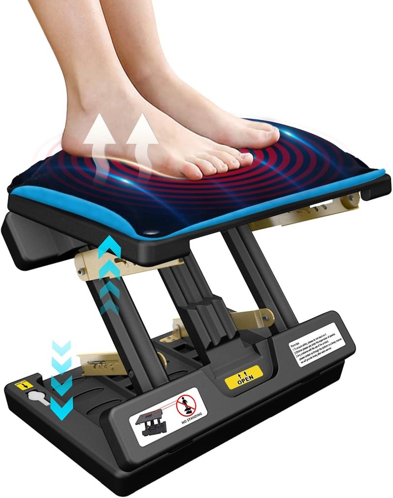 Arejonner Foldable Foot Rest, Computer Foot Rest Under Desk, 12Modes Adjustable Ergonomic for Office, Loading Capacity 80 pounds, Removable Soft Cloth Pad, Yellow - Image 1